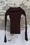 Marc Le Bihan 26909 V-neck tight stretch top 10 meters silk shrink MLB-26909-AUBERGINE 26909-E21